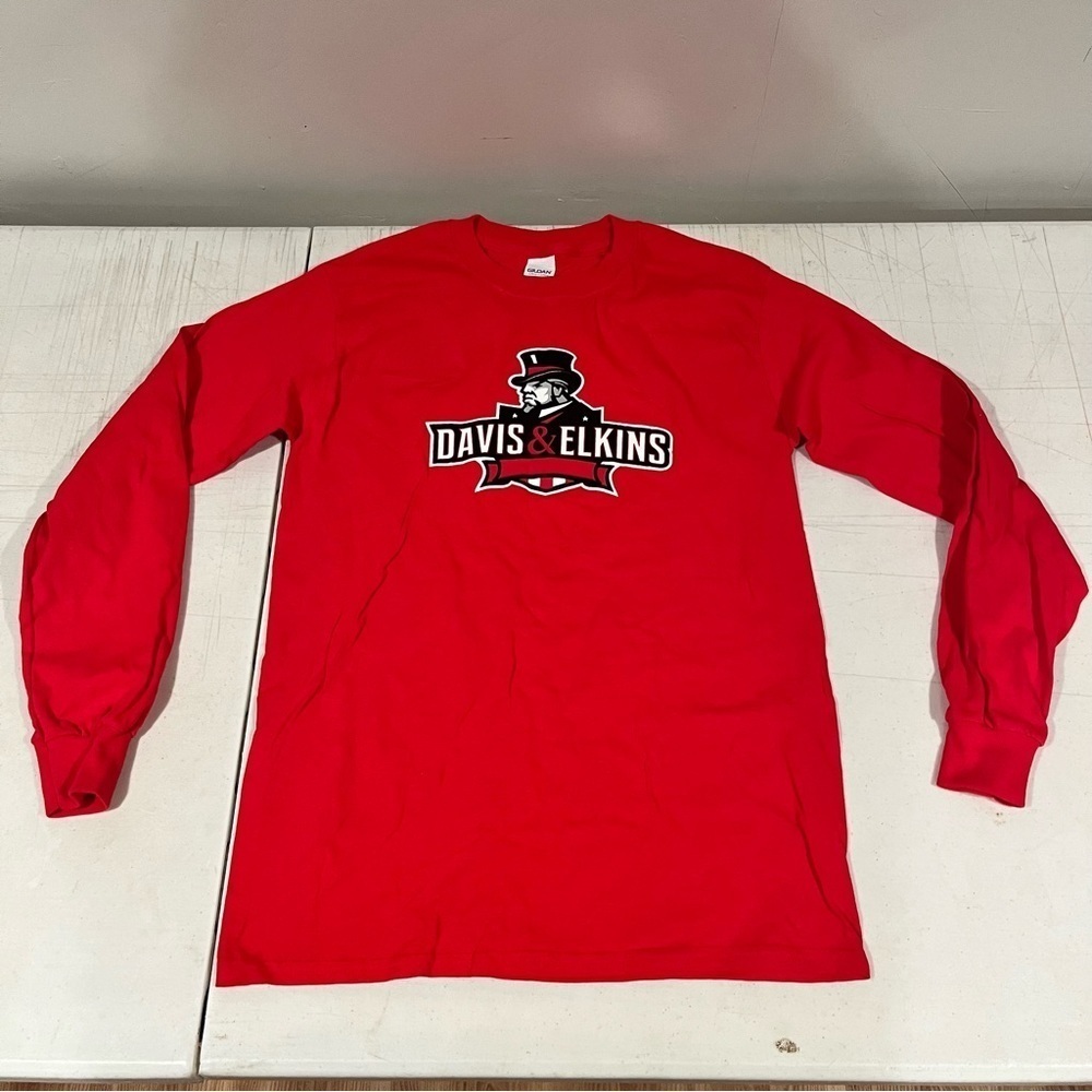BRAND NEW Gildan Ultra Cotton "Davis & Elkins" (Red) Adult Small Long Sl…